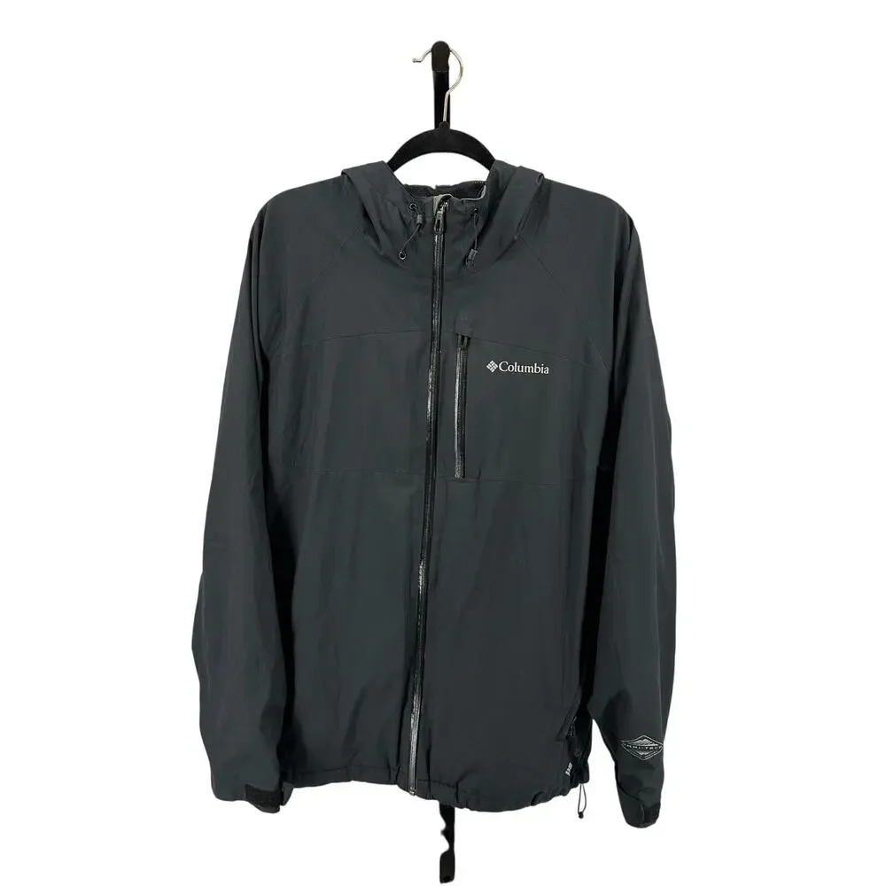 Columbia Omni-Tech Full Zip Jacket Men's L Black Waterproof Long Sleeve Hooded